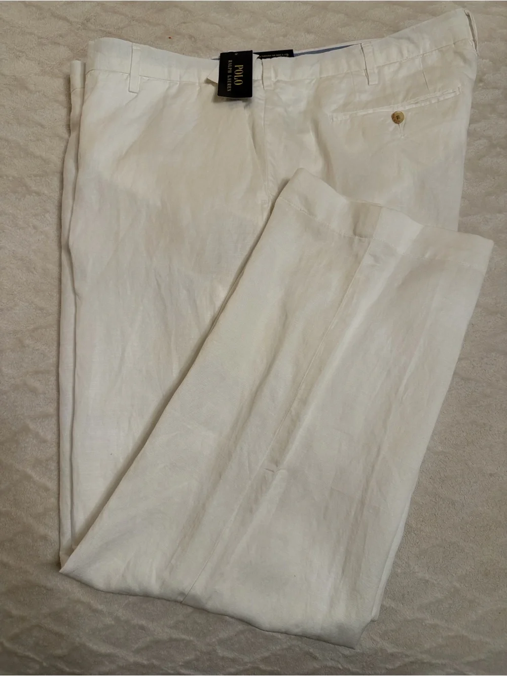 Polo by Ralph Lauren Men’s Linen-Blend White Dress Pants 2XB - NEW